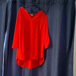 Women's Red V-Neck Top